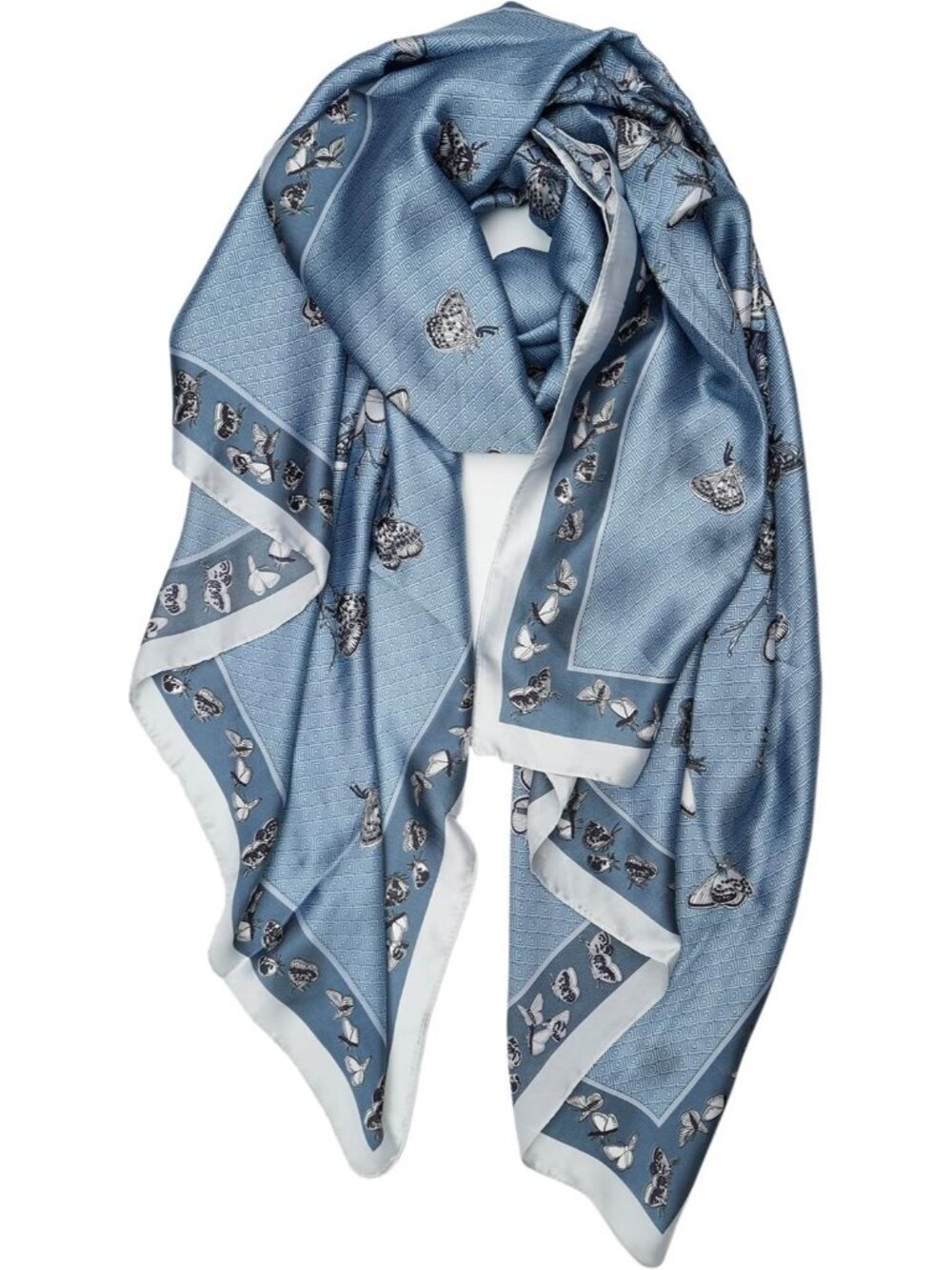 Women's Blue/Butterfly Long Skinny Silky Lightweight Sunscreen Shawls Wraps